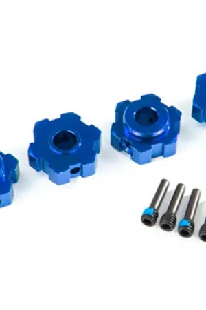 Populaire 4 Hexagones de roues Alu anodisés bleu + Vis pour Maxx - Traxxas 8956X