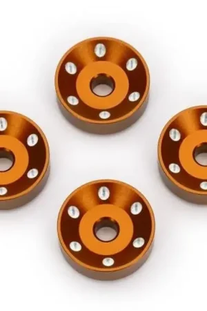 Rondelles de roues alu anodisées orange (x4) - 10257 Soldes