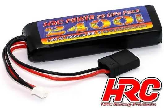 Soldes Batterie LiPo 2S 7.4V 2400mAh 50C TRX (102x35x20mm) - HRC04224T