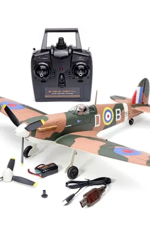 Avion RC débutant Spitfire MKII Volantex 4ch Brushless avec Gyro RTF V768-5 Commander Vite