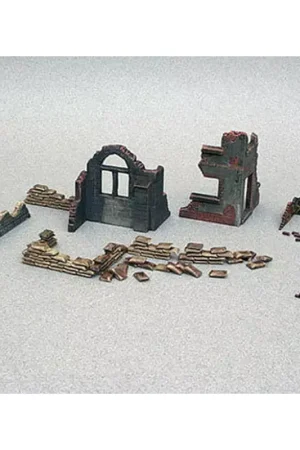 WWII ITALERI 6087 - décor de ruines et murs - 1/72 Authentique