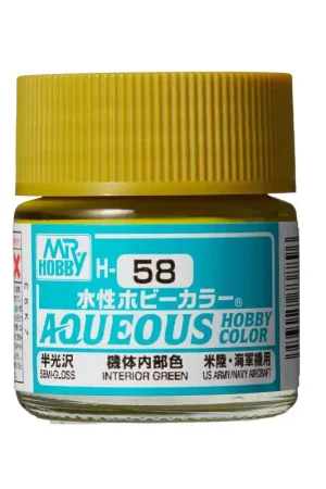 pot acrylique 10 ml H-058 Vert Cockpit US Aircraft Satiné Mr Hobby Gunze Aqueous Certifié