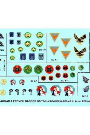 Offre Spéciale Decalques Berna decals BD72-83 Sepecat Jaguar Badges Français A et E part 1 1/72