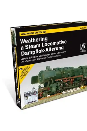 Achat Immédiat Vallejo Set Model Color 73099 Weathering Locomotive à vapeur 8 x 17ml + 1x 35ml et 2 pinceaux