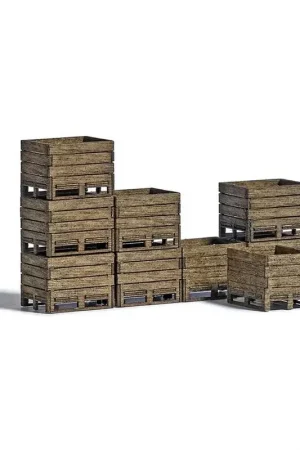 10 Caisses de récolte en bois pour Agriculture & Industrie Busch 1980 - HO 1/87 Prix Bas