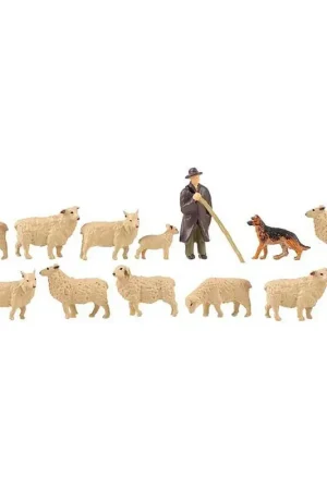 1 Personnage "Être berger" + 12 Brebis et un Chien - FALLER 151901 - HO 1/87 Prix Cassé