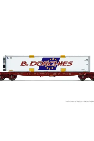 Wagon porte-conteneurs type S70 TOUAX "B. Dorchies" - JOUEF HJ6279 - Privée - HO 1/87 - EP. VI - 2R Livraison Express