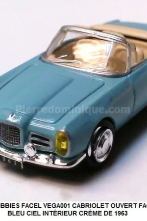 Quantité Limitée *SOLDES* - CABRIOLET OUVERT FACEL VEGA 3 BLEU CIEL INTÉRIEUR CRÉME DE 1963