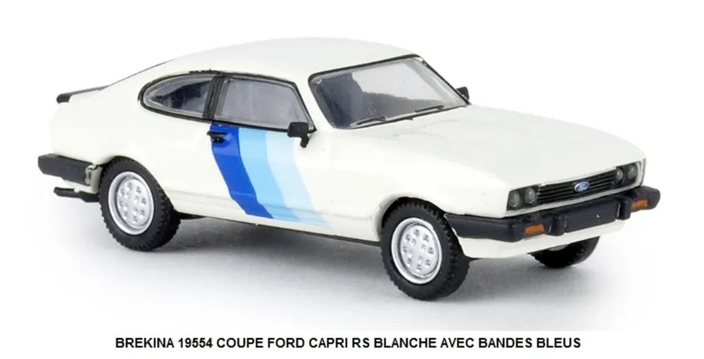 Quantité Limitée *SOLDES* - COUPE FORD CAPRI RS BLANCHE AVEC BANDES BLEUES