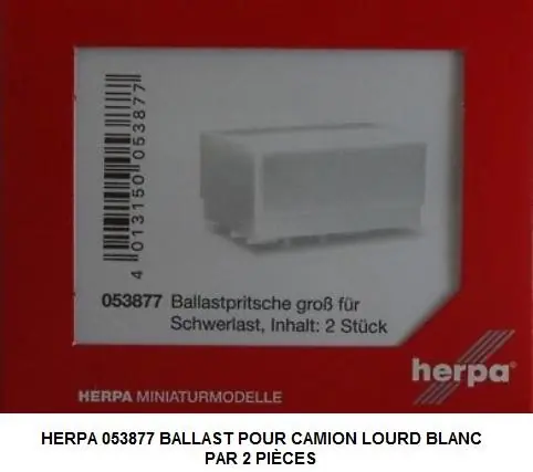 *SOLDES* - BALLAST POUR CAMION LOURD BLANC PAR 2 ELEMENTS Prix Promo