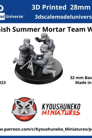 3d Scale Model Universe 28F023 Finnish WW2 Summer Mortar Team (3 Figures / 32 mm Bases) Commander Maintenant