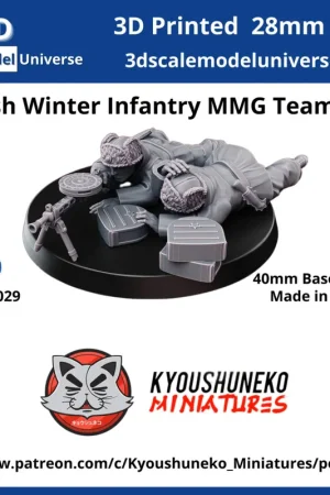 3d Scale Model Universe 28F029 Finnish WW2 Winter Infantry MMG Team (2 Figures / 40 mm Bases) Haute Qualité