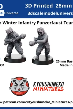 3d Scale Model Universe 28F031 Finnish WW2 Winter Infantry Panzerfaust Team (2 Figures / 25 mm Bases) Achat Immédiat