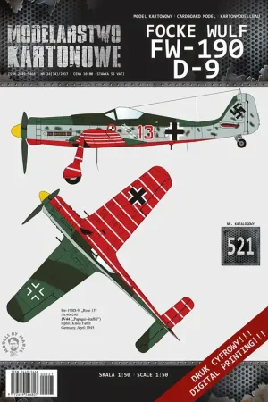 Modelarstwo kartonowe 521 Focke Wulf FW-190 D-9 Solde