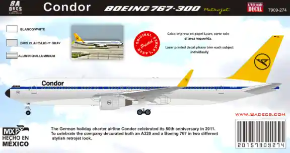 8aDecs 7909-274-144 Boeing 767-300 CONDOR retrojet Quantité Limitée