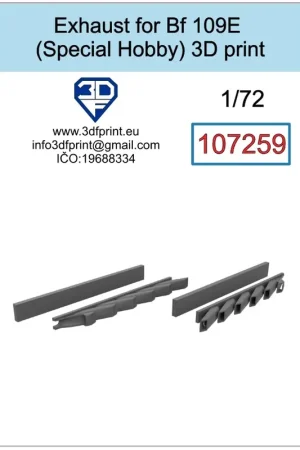 Achat Immédiat NEW! 3DF 107259 Messerschmitt Bf-109 E - Exhaust (for Special Hobby Kits / 3D-Printed)