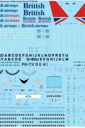 NEW! 26 Decals STS44433 Boeing 737-236/Adv - British Airways / British Airtours Negus & Negus Screen Printed Decal Marque