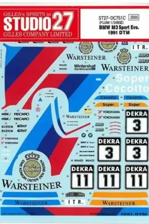 Acheter En Ligne Studio 27 DC0751C BMW M3 - Sport Evo DTM 1991 Decals Set (for Fujimi Kits)