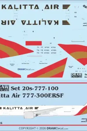 Solde NEW! Draw Decal 20-777-100 Boeing 777-300ERSFs - Kalitta Air