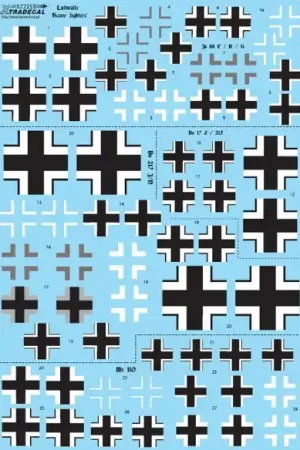 Xtradecal 72253 Luftwaffe Heavy Fighter Crosses for Junkers Ju-88, Dornier Do-17, Do-215 & Do-217 and Messerschmitt Bf-110 Offre Spéciale