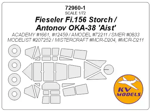 KV Models 72960 Fieseler Fi.156 Storch / Antonov OKA-38 ‘Aist‘ (ACADEMY/ AMODEL/ SMER/ MODELIST/ MISTERCRAFT) + wheels masks Paiement Sécurisé