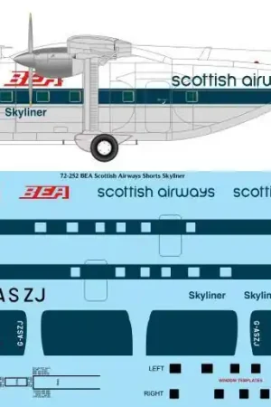 26 Decals 72252 Short Skyvan Skyliner - BEA Scottish Airways Laser Decal Populaire