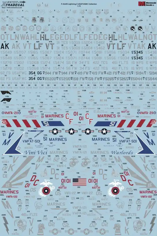 Xtradecal 72337 Lockheed-Martin F-35 A/B Lightning II (33 aircraft) Super Prix