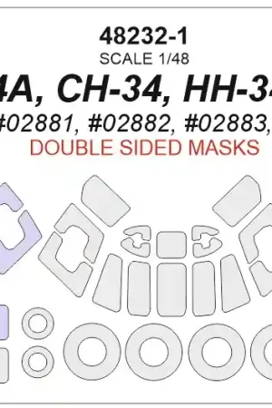 KV Models 48232-1 H-34, H-34A, CH-34, HH-34J, UH-34D (Trumpeter 02881, 02882, 02883, 02884, 02886) - Double Sided And Wheels Masks Vente Directe