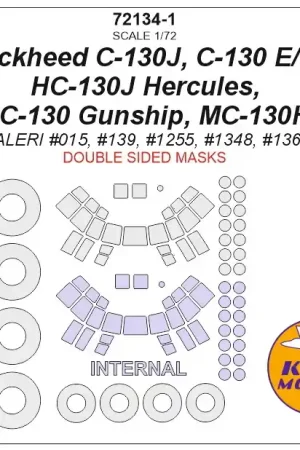 KV Models 72134-1 C-130J, C-130 E/H, HC-130J Hercules, AC-130 Gunship, MC-130H (ITALERI 015, 139, 1255, 1348, 1369) - (double sided) + wheels masks Seulement Aujourd'hui
