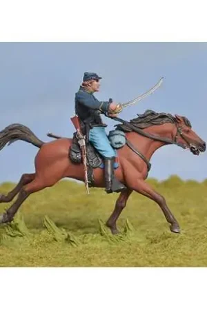 Figurine de Cavalier US à la charge de Black Hawk Andrea miniatures 54mm peint. Vente Directe