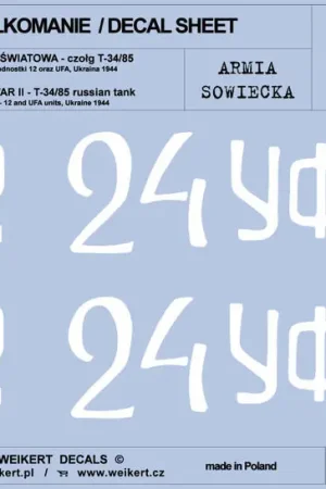 Weikert Decals DEC252 Armia Sowiecka - CZOŁG T-34/85 - front wschodni 1943-45 - vol.2 Nouveauté