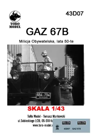 Commander Maintenant Toro Model 43D07 GAZ 67B - Milicja Obywatelska, lata 50-te