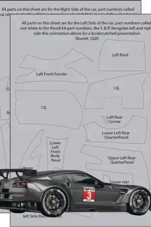 Scalemotorsport 7050 Chevrolet Corvette C7R - Full Carbon Set (for Revell Kits) Nouvelle Collection