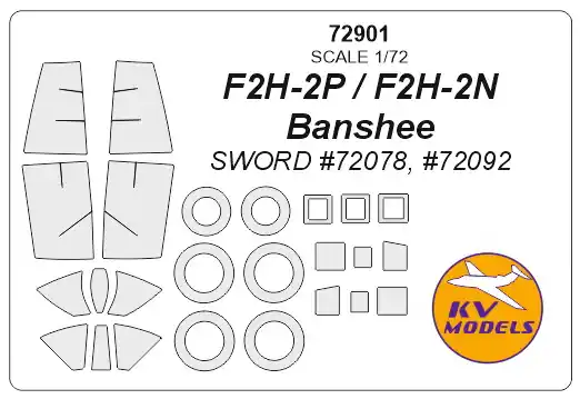 Pas Cher KV Models 72901 F2H-2P / F2H-2N Banshee (Sword) + wheels masks