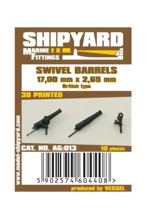 Offre Exclusive ShipYard AG013 Swivel Barrels 17mm x 2,65mm - British Type (10pcs)