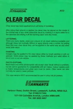 Xtradecal CD Clear Decal A4 sheet (decal paper) Achat Immédiat