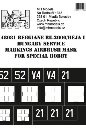 Usine Directe MH Models X48081 Reggiane Re.2000 / Héja I Hungary service Markings airbrush mask
