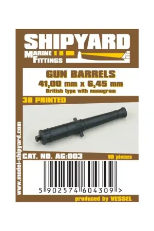 Offre Spéciale ShipYard AG003 Gun Barrels 41mm x 6,45mm - British Type With Monogram (10pcs)