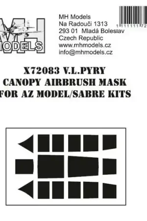 Marque MH Models X72083 V.L. Pyry canopy airbrush mask for AZ Model/Sabre Kits