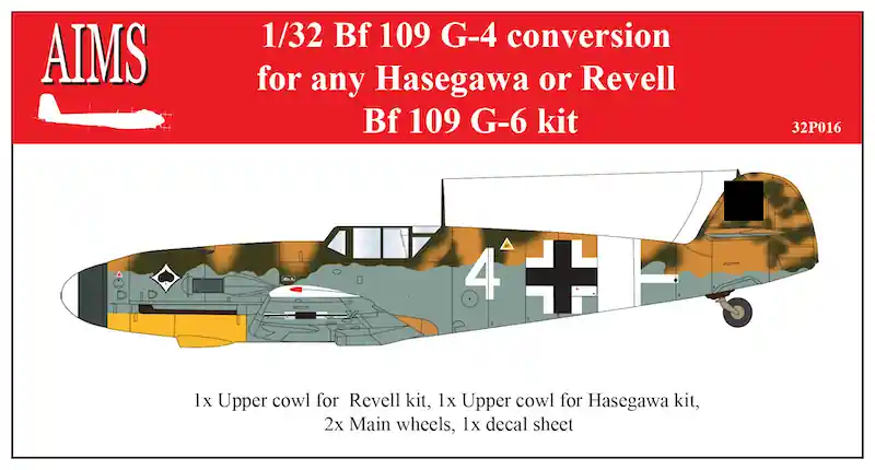 Aims 32P016 Messerschmitt Bf-109 G-4 - Conversion Set (for Me 109 G-6 - Hasegawa and Revell kits) Achat Immédiat
