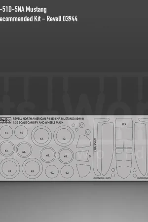 Kits World M321006 North American P-51D-5NA Mustang wheels and canopy (outside) and windows paint mask (for Revell 3944 kit) Prix Bas