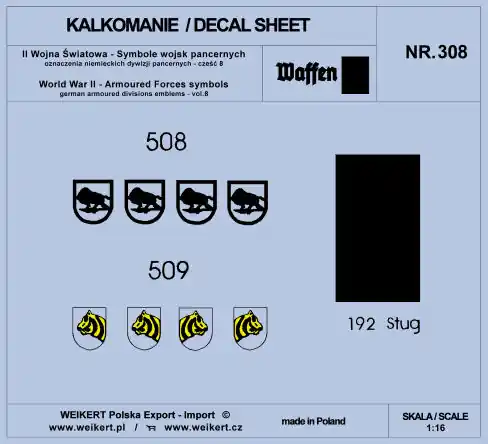 Weikert Decals DEC308 Oznaczenia niemieckich dywizji pancernych - vol.8 Meilleur Prix